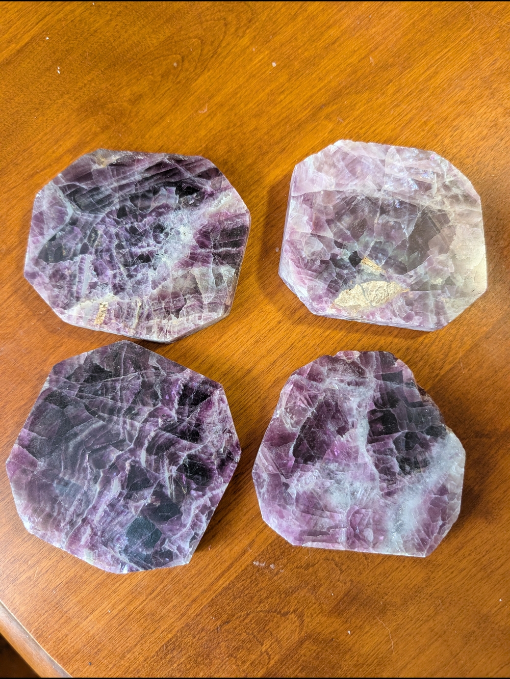 Purple Fluorite Crystal Coasters (Set of 4)